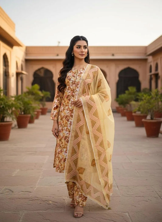Elegant Eid Lawn Collection – 3 Pc Stitched Printed Dress