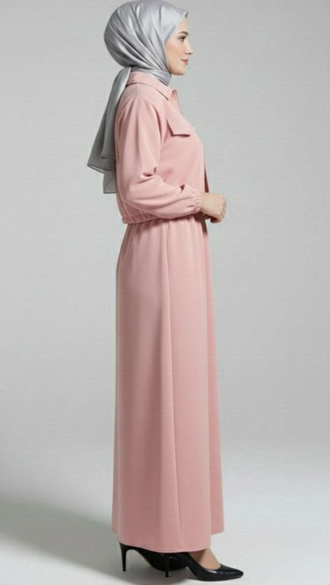 Stylish 2-Piece Outfit for Women – Maxi Dress & Zipper Jacket Combo