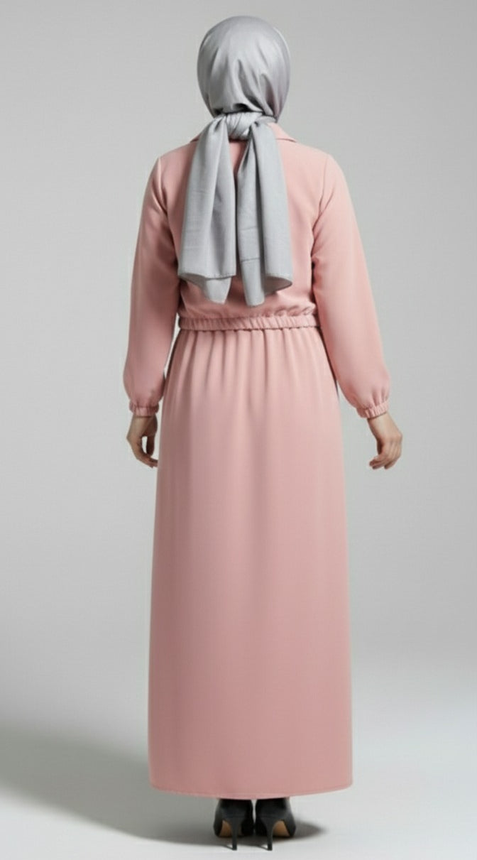 Stylish 2-Piece Outfit for Women – Maxi Dress & Zipper Jacket Combo