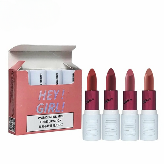 Mini Velvet Matte Lipstick Set by HengFang – High Pigment, Long-Lasting (4 Shades)