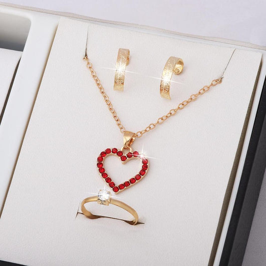 Gold Plated Gemstone Necklace Set Golden