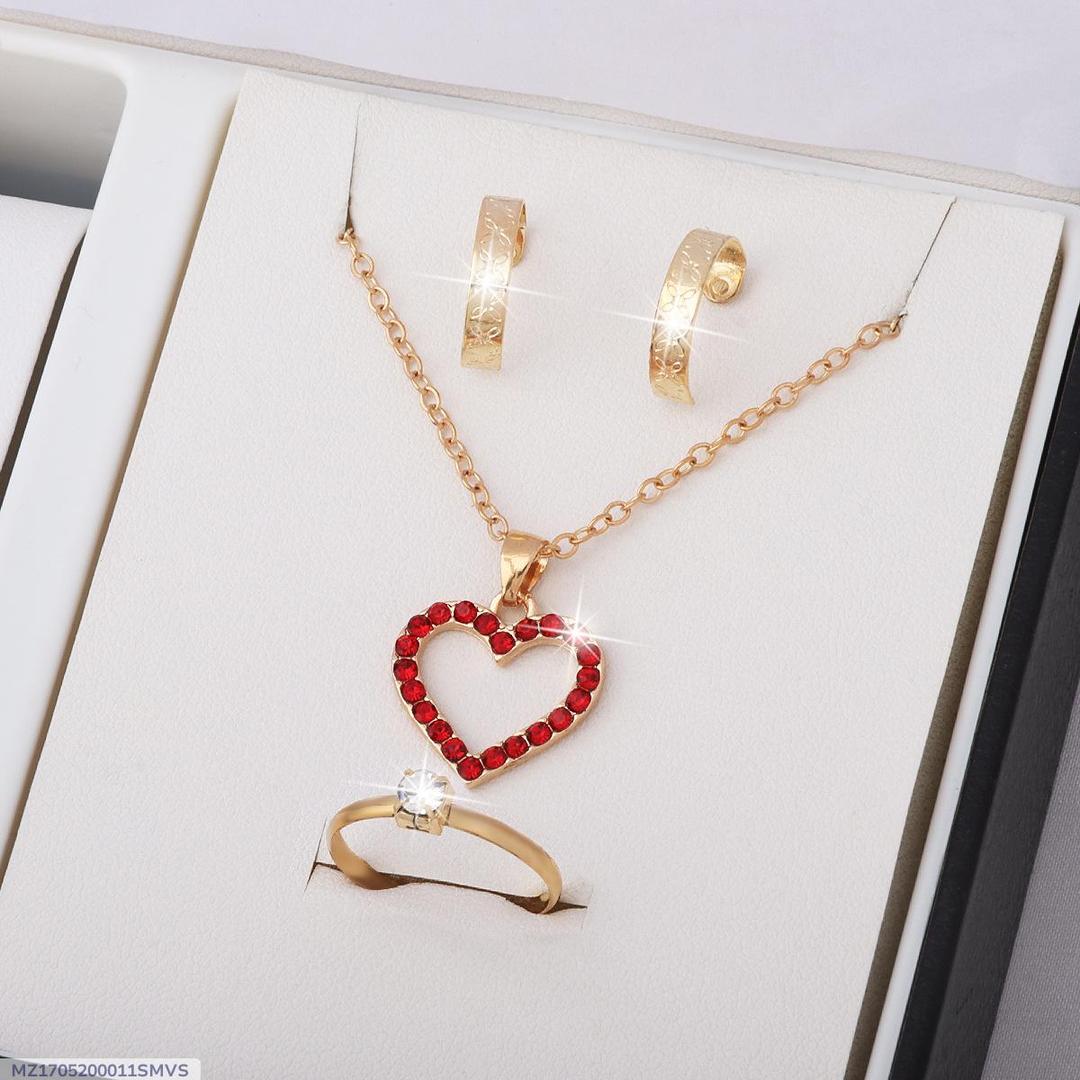 Gold Plated Gemstone Necklace Set Golden